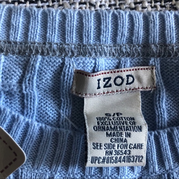 “Izod” Baby Blue Cable Knit Pullover Sweater NWT - Picture 3 of 6